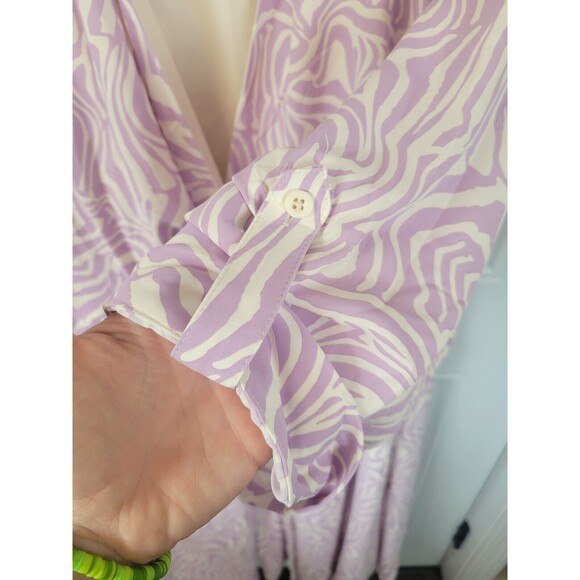 NWT Torrid Midi Studio Crepe De Chine Collared Shirt Dress White Zebra S… - Picture 7 of 10